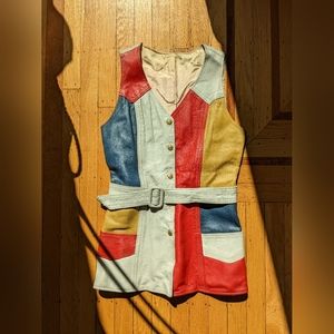 XS leather colorblock vest / top